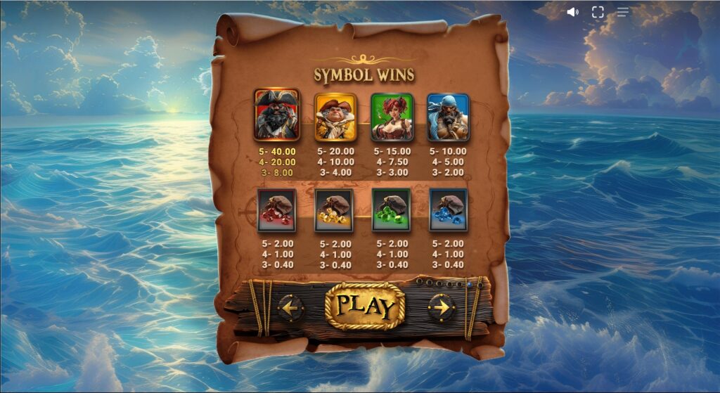 สัญลักษณ์และอัตราการจ่ายเงินรางวัลใน Epic Treasure 2